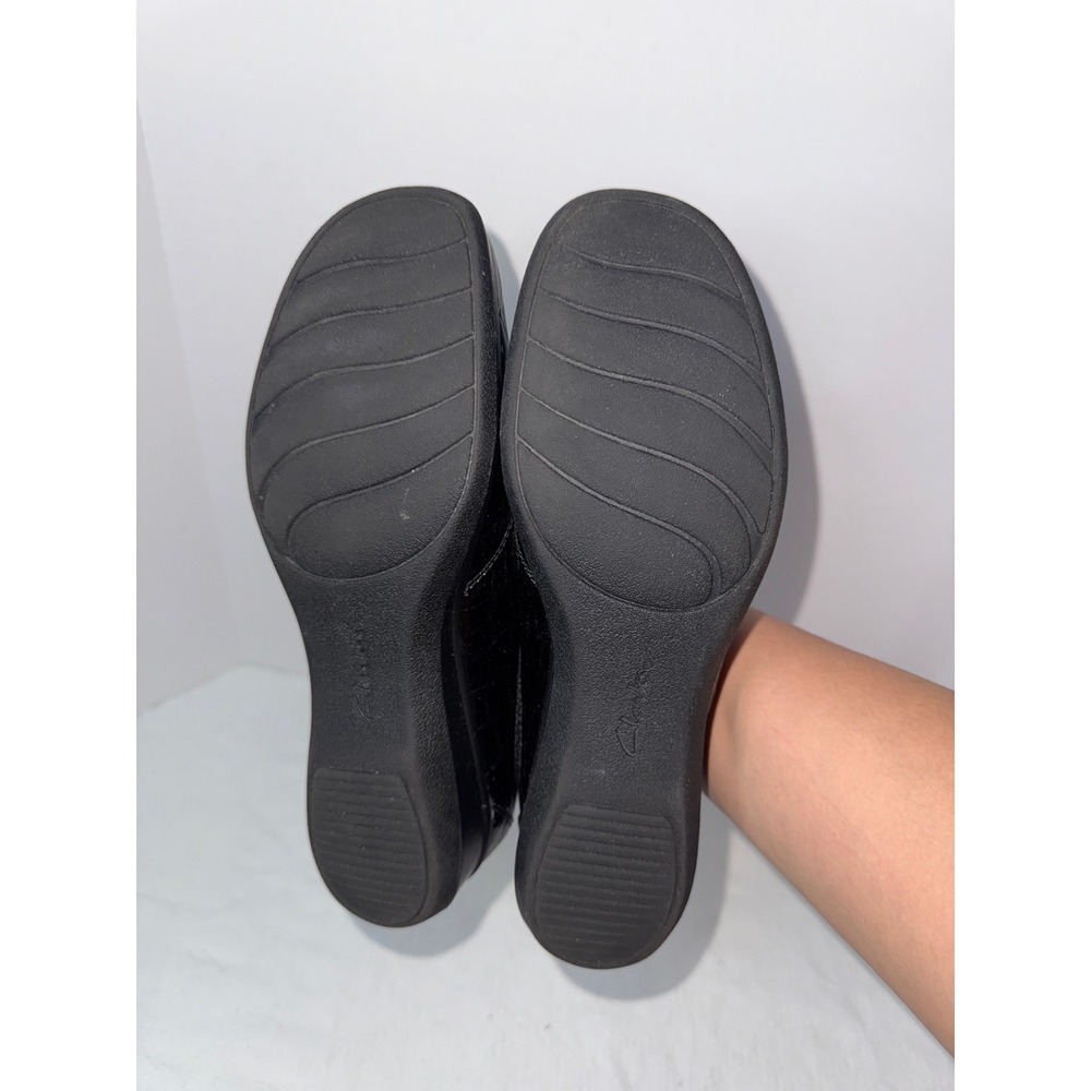 Clarks Black Patent Croc-Embossed Loafers - Picture 6 of 7